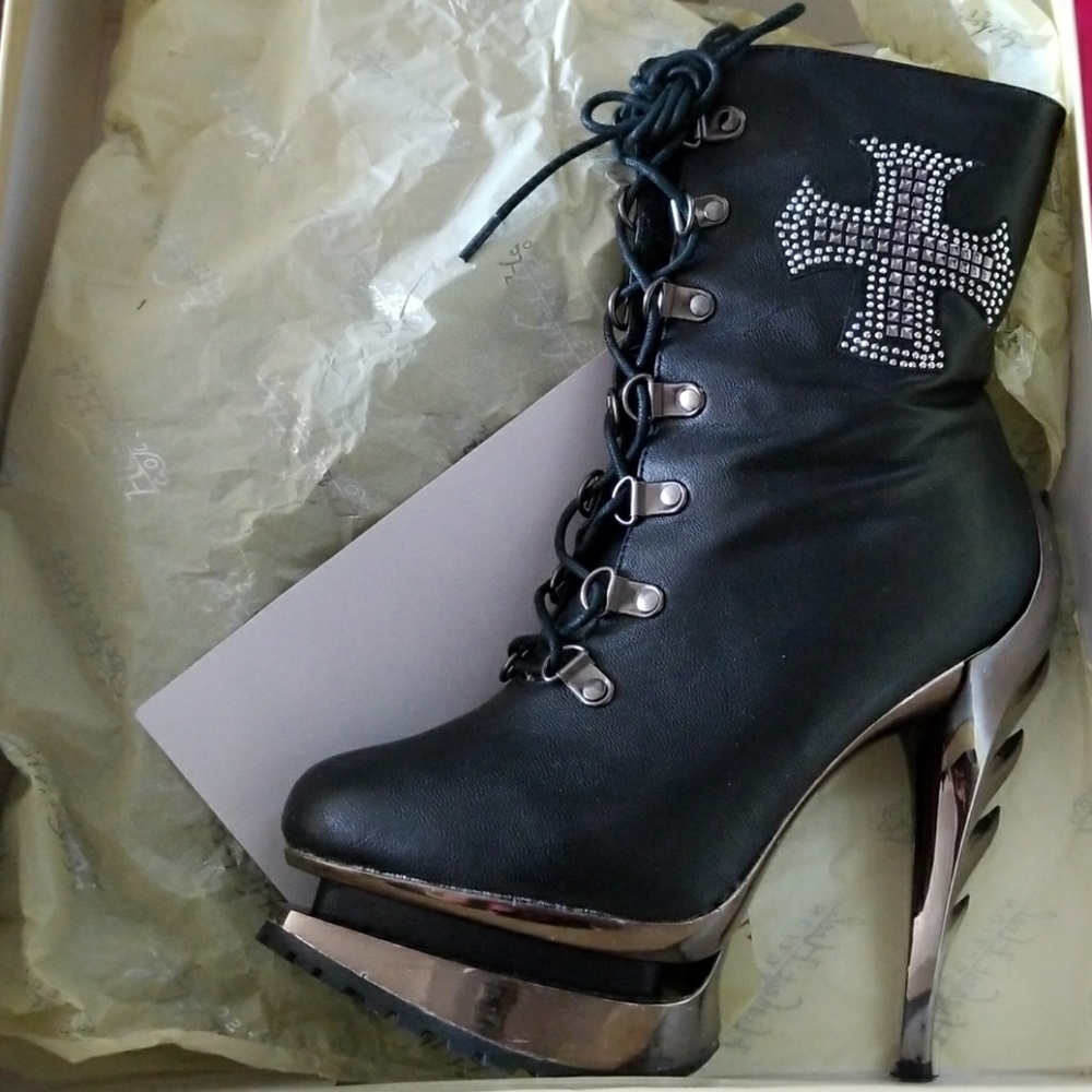 Black leather boots